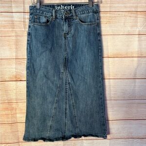 Classic Blue Denim Midi Skirt